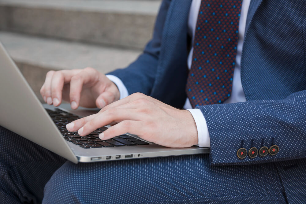 businessman typing 